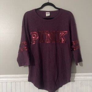 Victoria’s Secret Pink Women’s Maroon Sequin Top Size Small